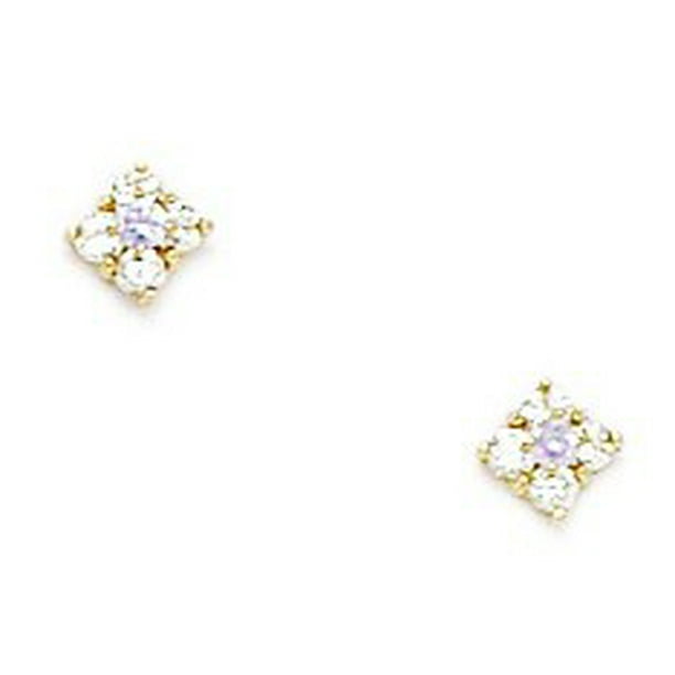 14k Yellow Gold June Lt Purple CZ Small Flower Screw Back Earrings Measures 4x4mm Jewelry Gifts for Women 14k Yellow Gold June Lt Purple CZ Small Flower Screw Back Earrings Measures 4x4mm Jewelry Gifts for Women